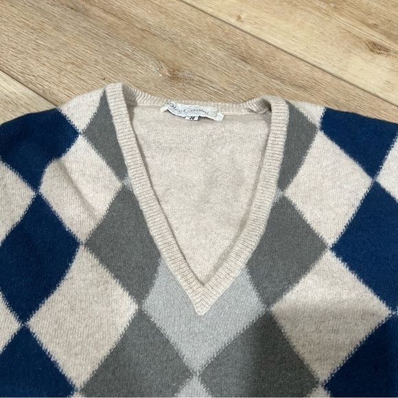 OLEG Cassini angora lana checkered vest with ribbed edging, size 36 or small. - Picture 6 of 8